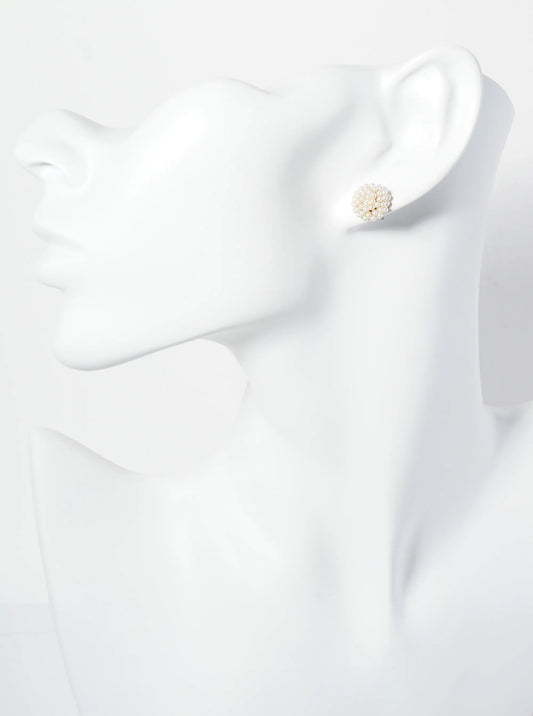 10mm Pearl Bead Cluster Button Stud Earrings