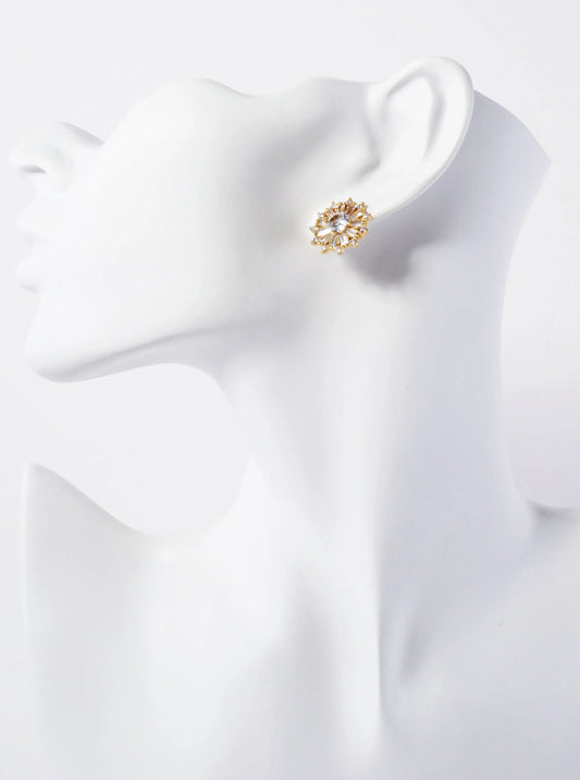 18K Gold Plated Cubic Zirconia Ultimate Snow Flake Earrings