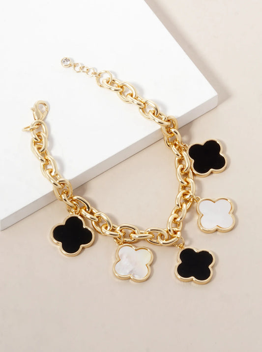 18K Gold Plated Five Clover Charm Bracelet – Linked Chain Style