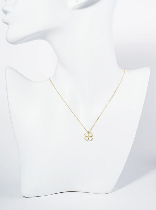 18K Gold Plated Pearl Clover Pendant Necklace