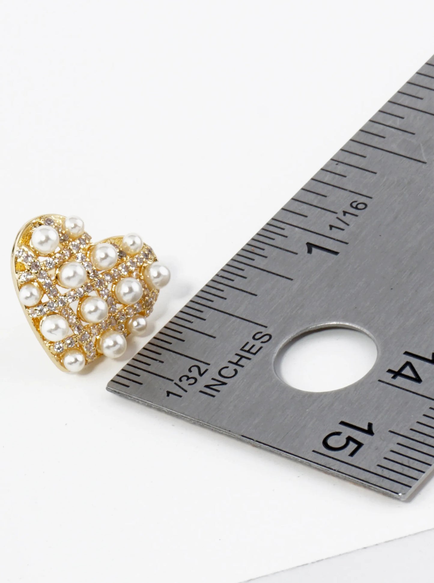 18K Gold Plated Pearl Cubic Zirconia Heart Earrings – Elegant Beaded Style