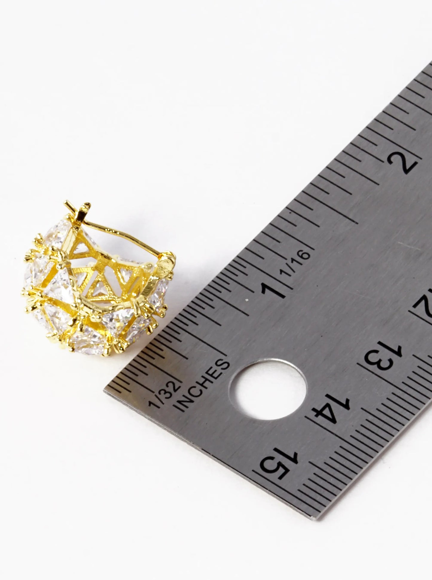 18K Triangle Cubic Zirconia Hoop Earrings – Bold & Chic