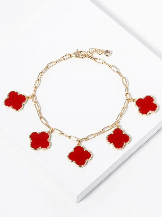 18K Gold Plated Multi Four Leaf Clover Bracelet