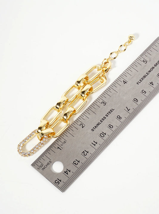 18K Gold Plated 25mm CZ Bold-Look Chain Bracelet