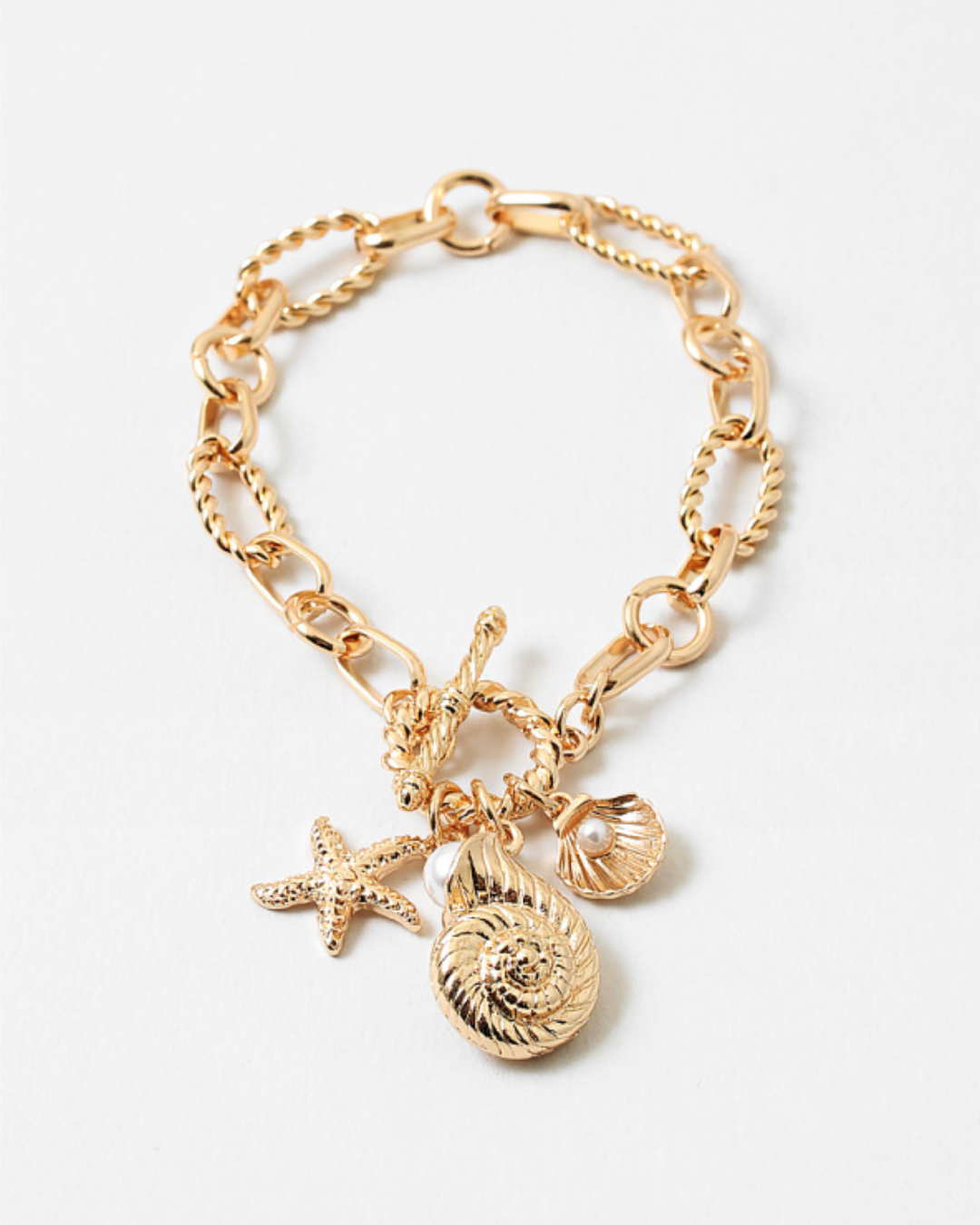 Gold Plated Seashell Charm Bracelet