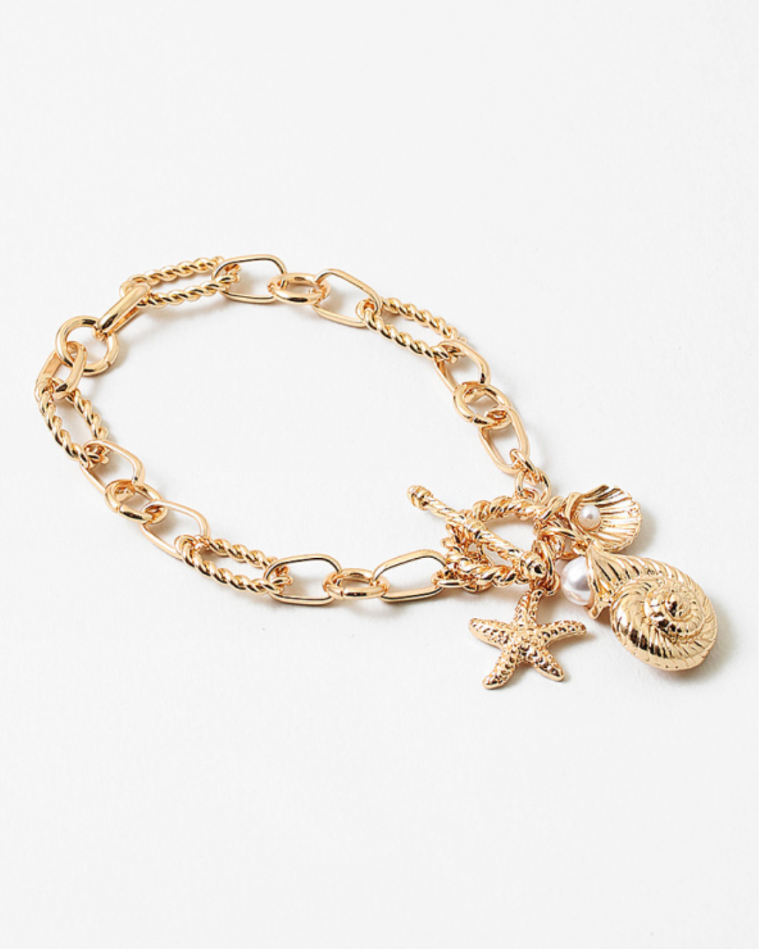 Gold Plated Seashell Charm Bracelet