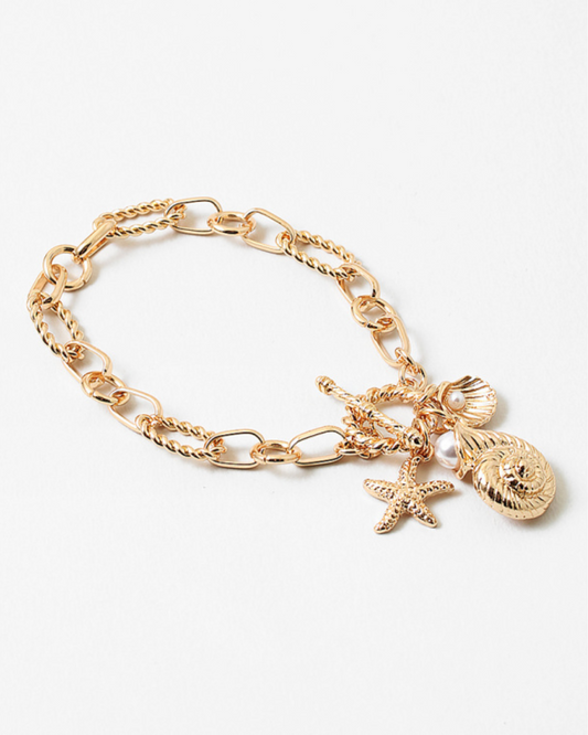Gold Plated Seashell Charm Bracelet