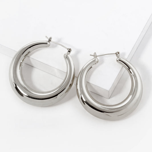 Gold Plated 35mm Gradual Hoop Earrings