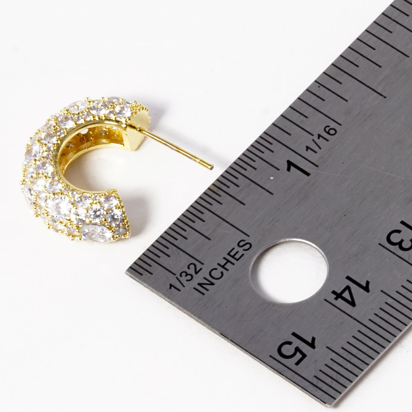 Bling 18mm CZ Pave Encrusted Hoop Earrings