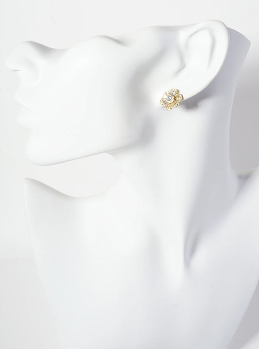Pave Cubic Zirconia Flower Earrings – Sparkling Floral Design