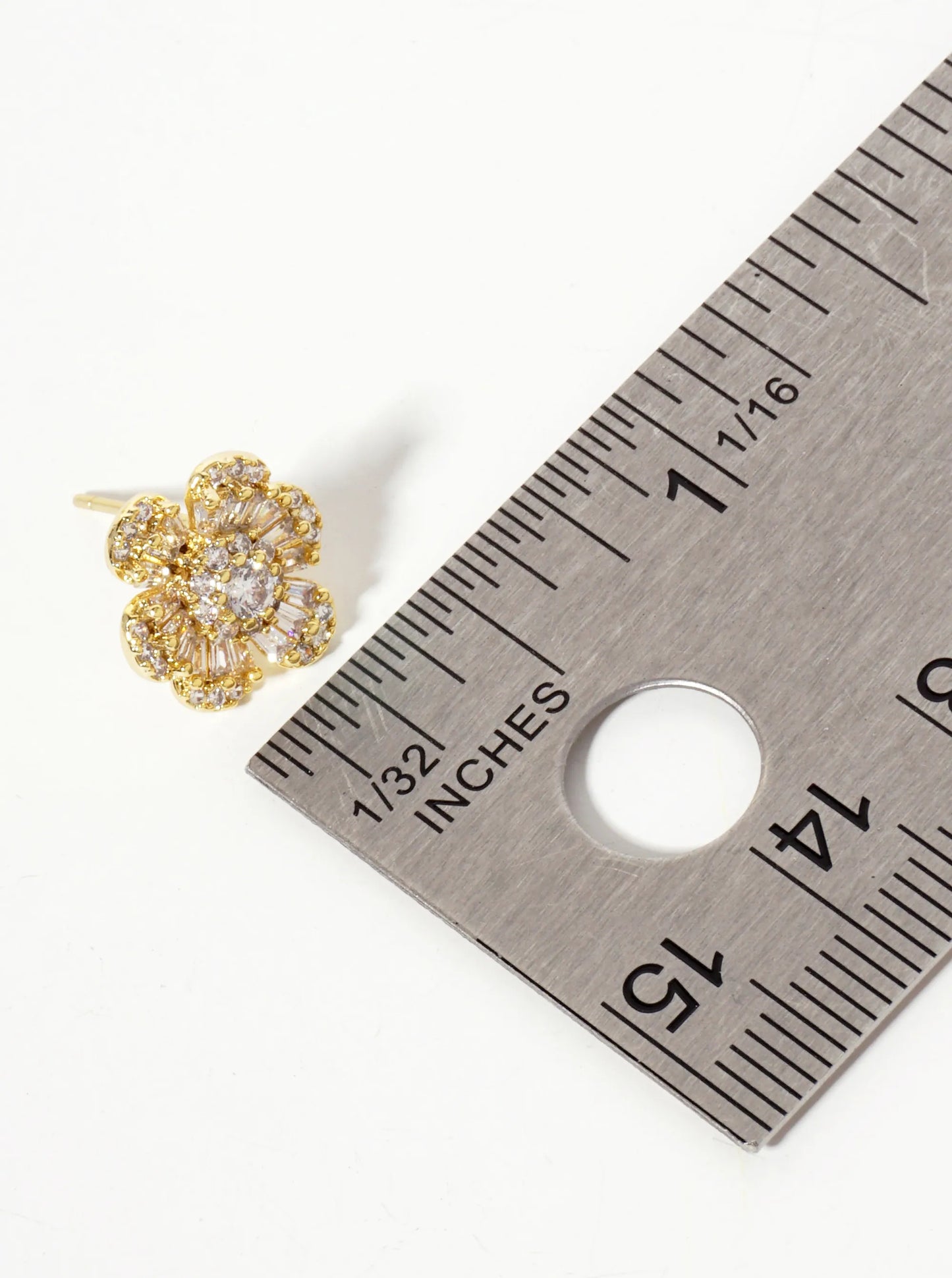 Pave Cubic Zirconia Flower Earrings – Sparkling Floral Design