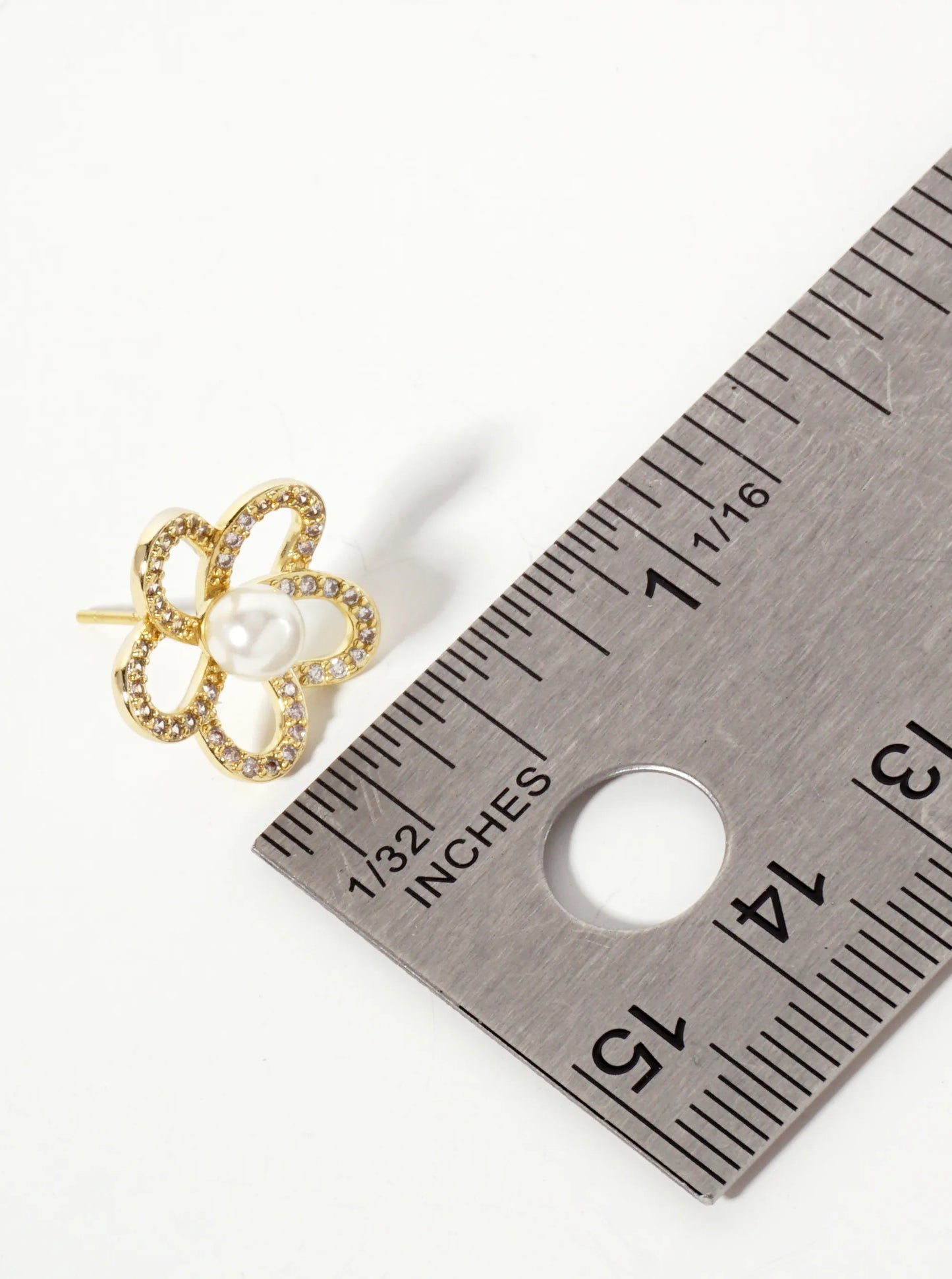 Pave Cubic Zirconia Pearl Flower Earrings – Elegant Sparkling Design