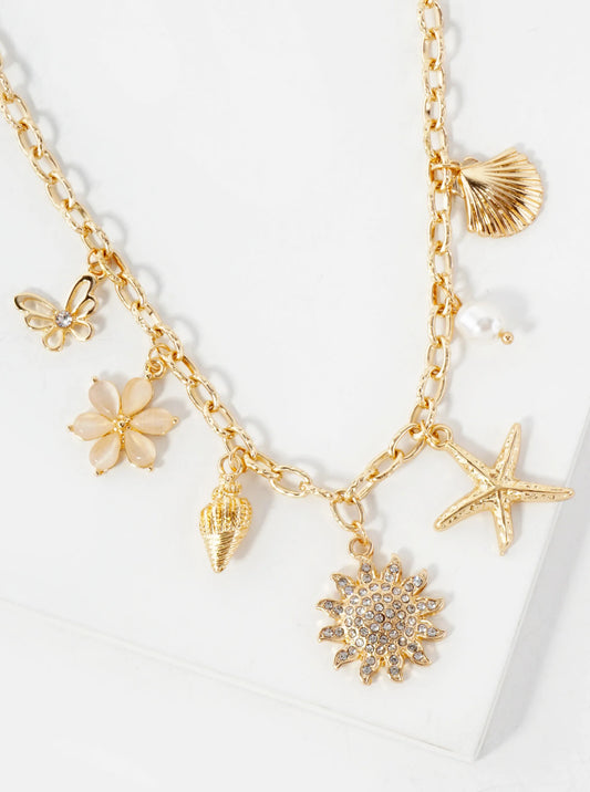 18K Gold-Plated Ocean Charm Necklace