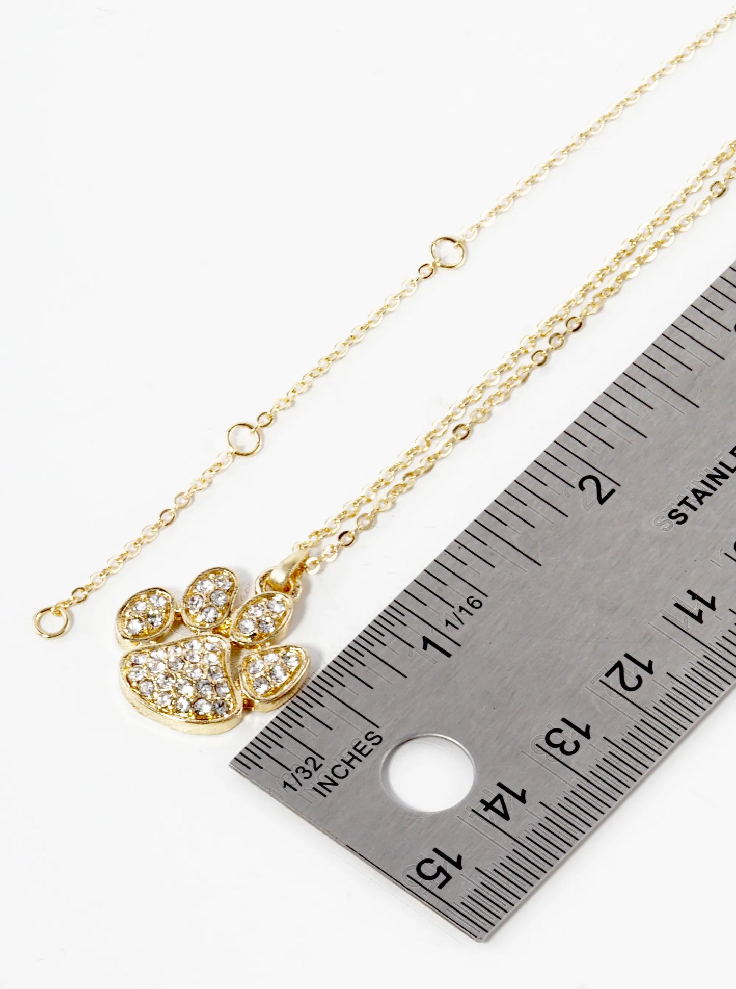 18K Gold Plated CZ Dog Paw Short Necklace