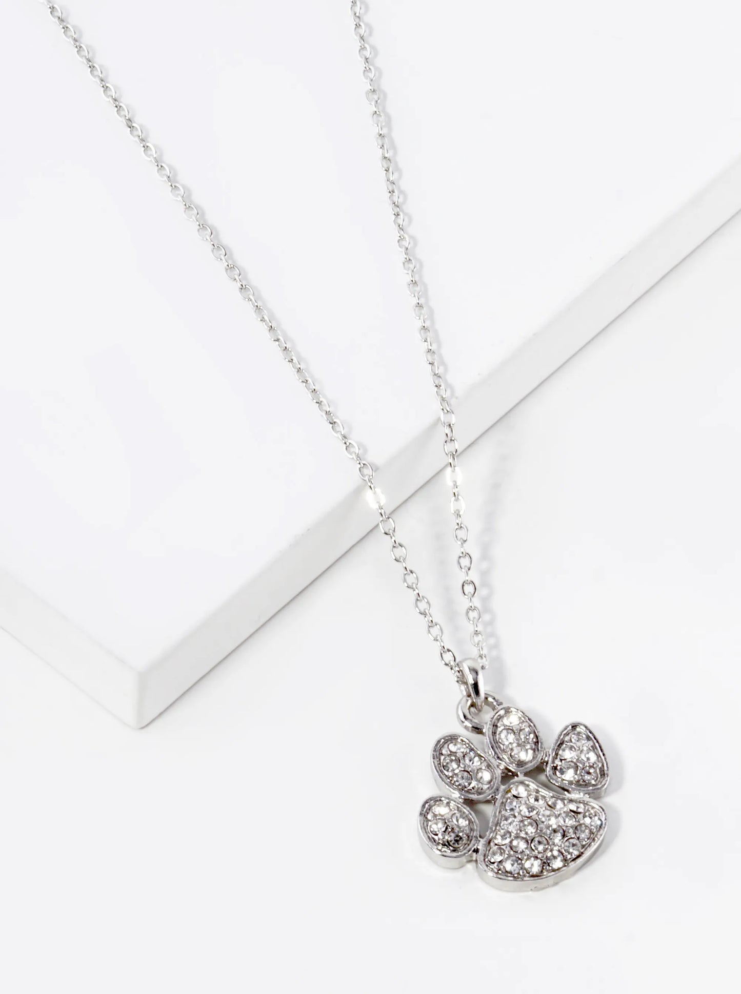 18K Gold Plated CZ Dog Paw Short Necklace