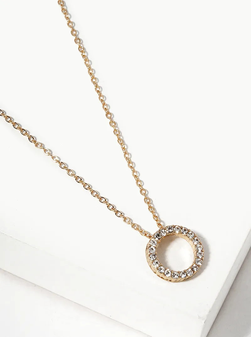 CZ Pavé Circle Pendant Necklace – Minimalist Sparkle