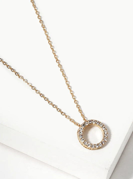 CZ Pavé Circle Pendant Necklace – Minimalist Sparkle