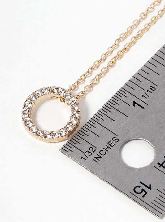 CZ Pavé Circle Pendant Necklace – Minimalist Sparkle