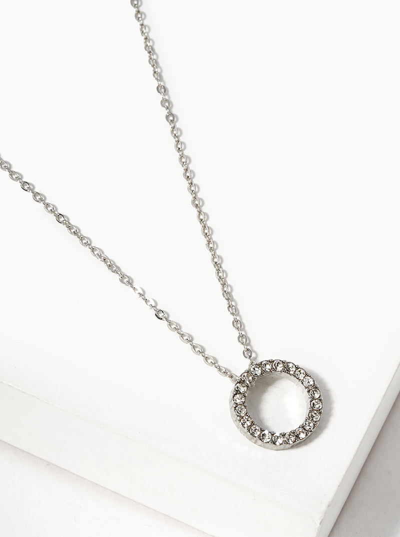 CZ Pavé Circle Pendant Necklace – Minimalist Sparkle