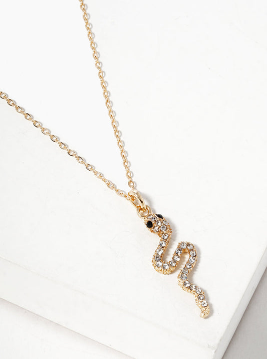 Cubic Zirconia Pavé Snake Pendant Necklace – Bold & Sparkling