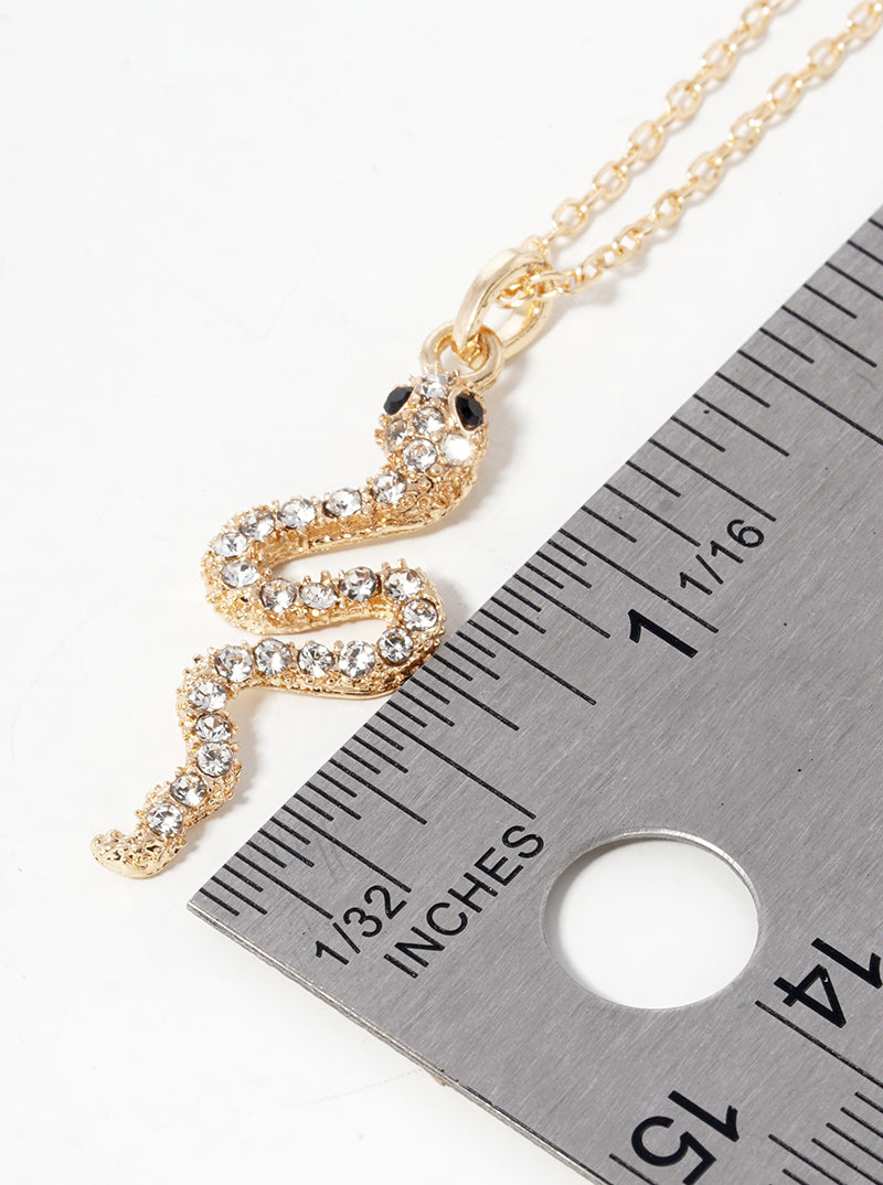 Cubic Zirconia Pavé Snake Pendant Necklace – Bold & Sparkling