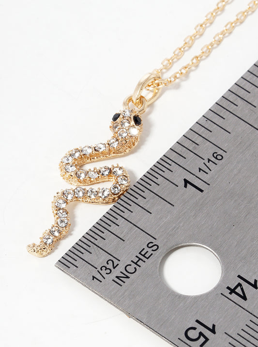 Cubic Zirconia Pavé Snake Pendant Necklace – Bold & Sparkling