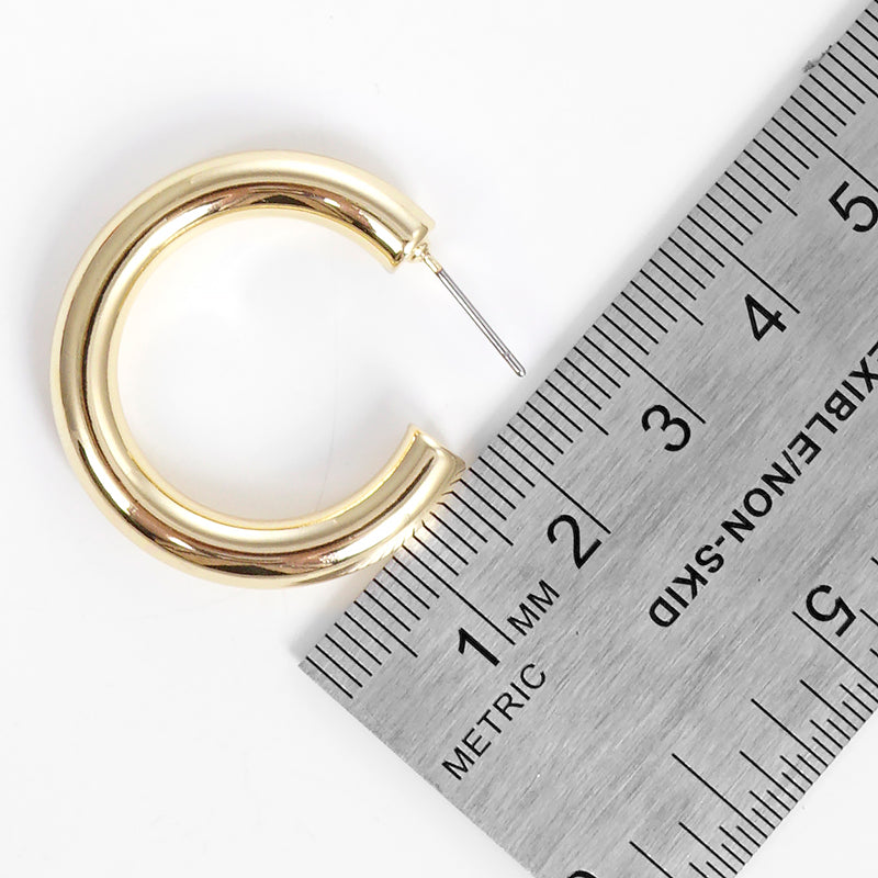Gold Plated 28mm Standard Hoop Earrings