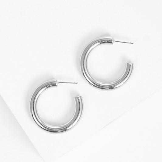Gold Plated 28mm Standard Hoop Earrings