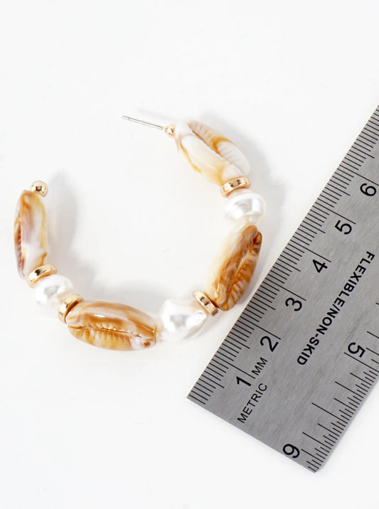 Pearl Cowie Shell Open Hoop Earrings