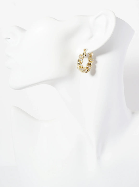 Rolled Cubic Zirconia Hoop Earring