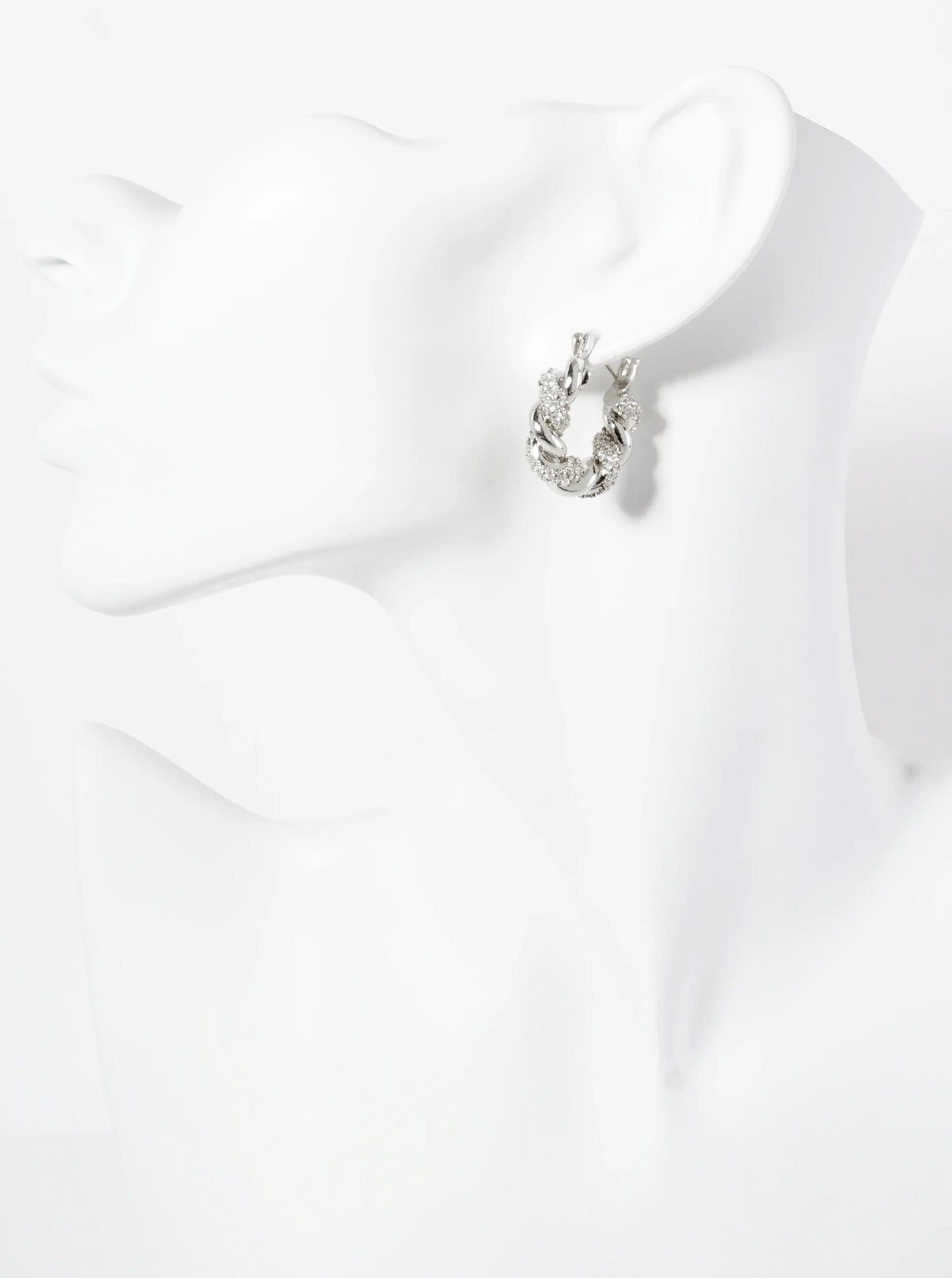 Rolled Cubic Zirconia Hoop Earring