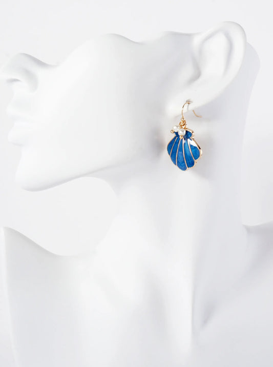 Enamel Shell Drop Dangle Earrings