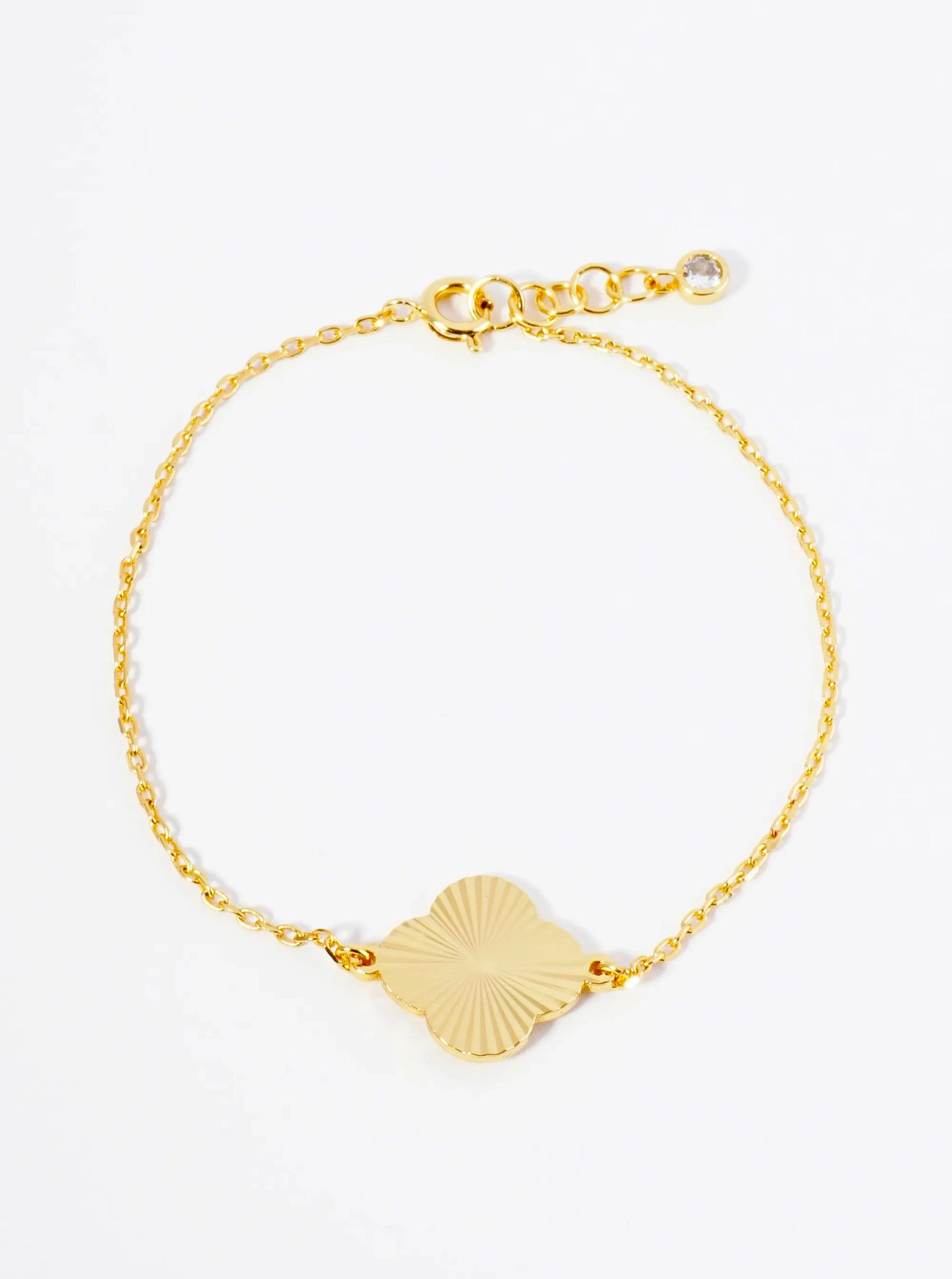 Textured Clover 18K Gold Plated Chain Bracelet