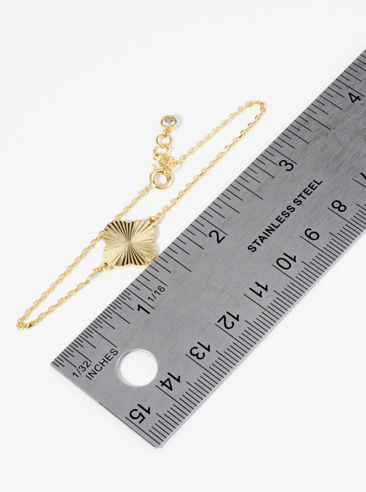 Textured Clover 18K Gold Plated Chain Bracelet