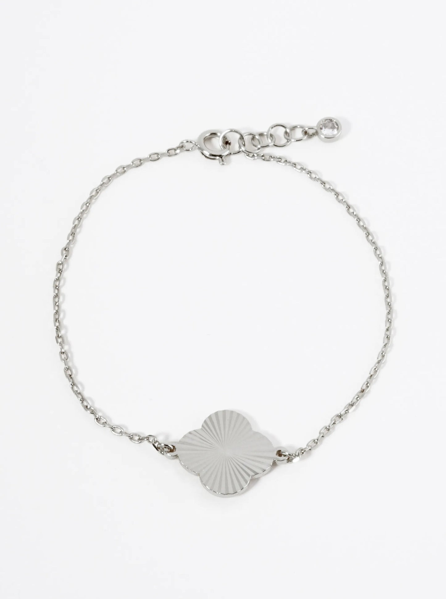 Textured Clover 18K Gold Plated Chain Bracelet