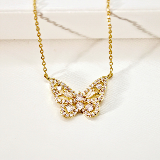 Cubic Zirconia Radiant Butterfly - Yellow Gold