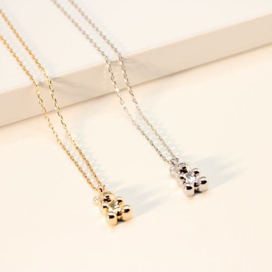 Gummy Bear Charm Necklace in Yellow and White Gold Color