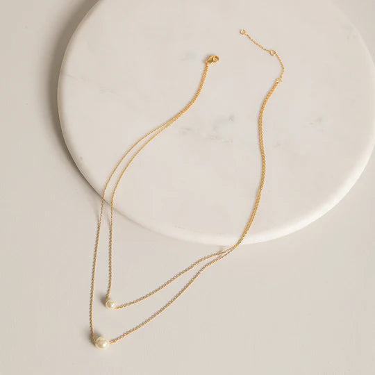 Pearl Charm Double Layered Necklace