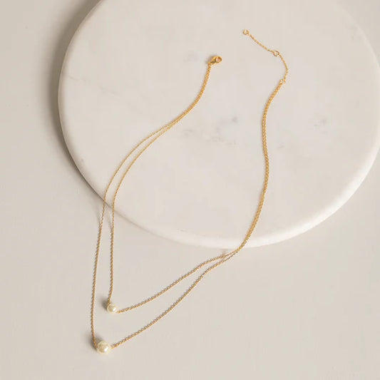 Pearl Charm Double Layered Necklace