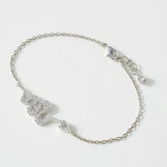 18kK Gold Plated Cubic Zirconia Snake Charm Bracelet