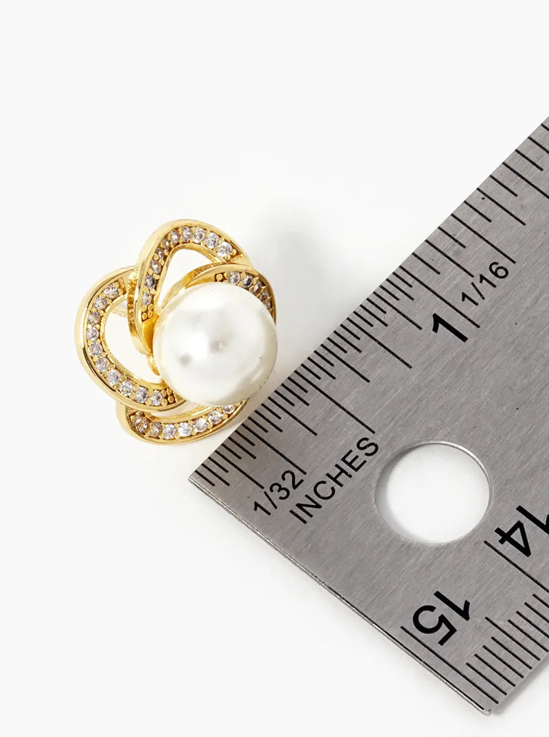 18K Gold Plated CZ Flower Bomb Earrings