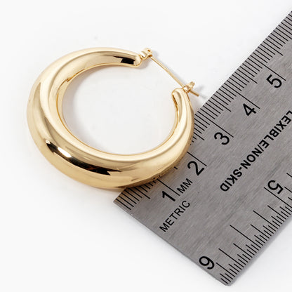 Gold Plated 35mm Gradual Hoop Earrings