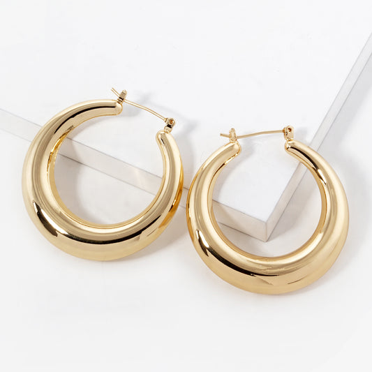Gold Plated 35mm Gradual Hoop Earrings