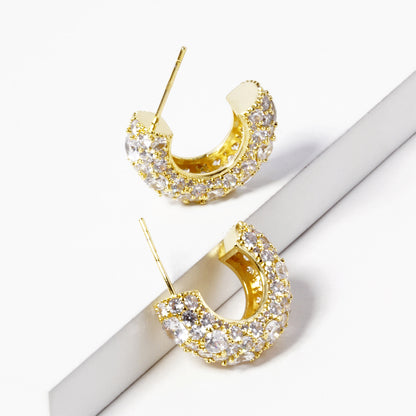 Bling 18mm CZ Pave Encrusted Hoop Earrings