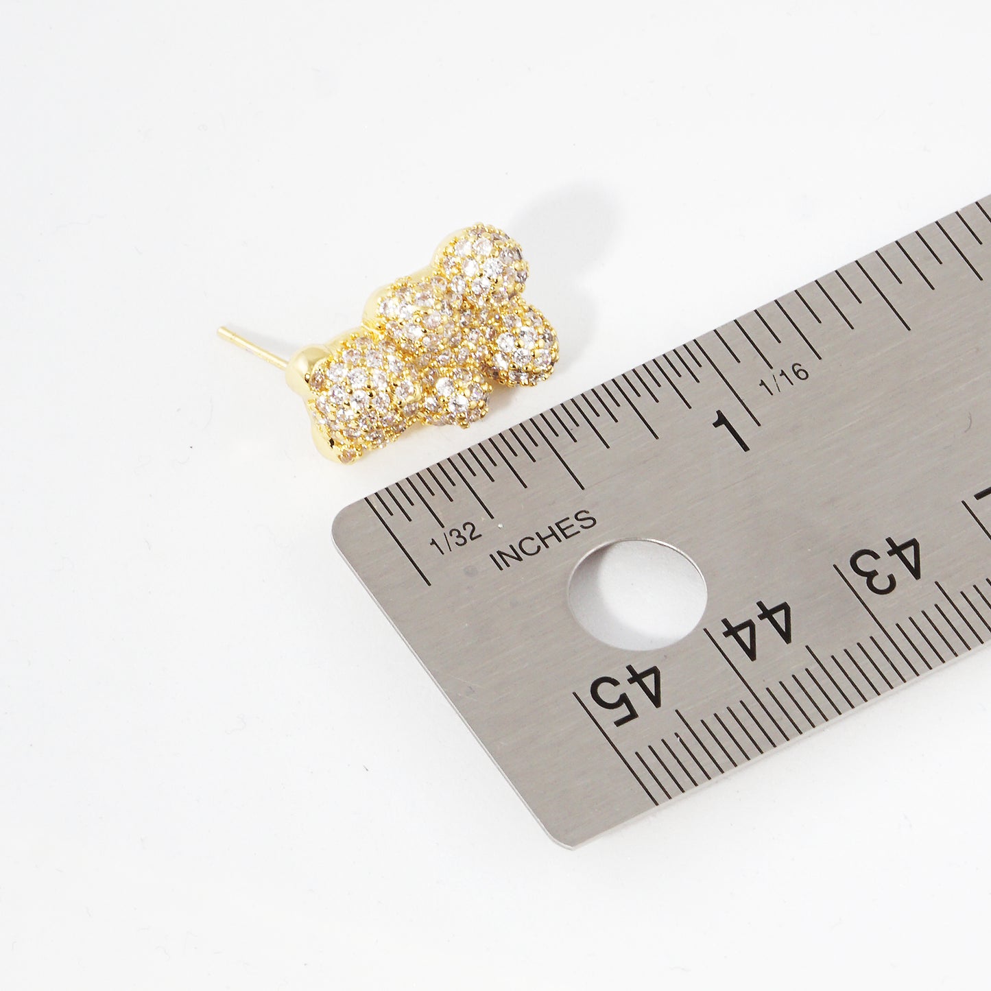 Cubic Zirconia Bling Bear Earrings