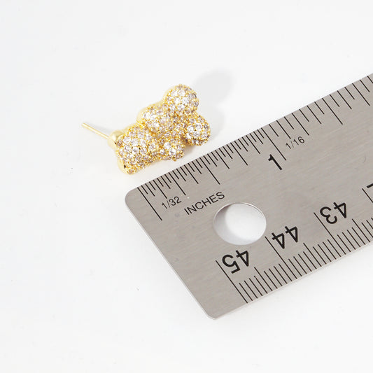 Cubic Zirconia Bling Bear Earrings