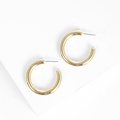 Gold Plated 28mm Standard Hoop Earrings