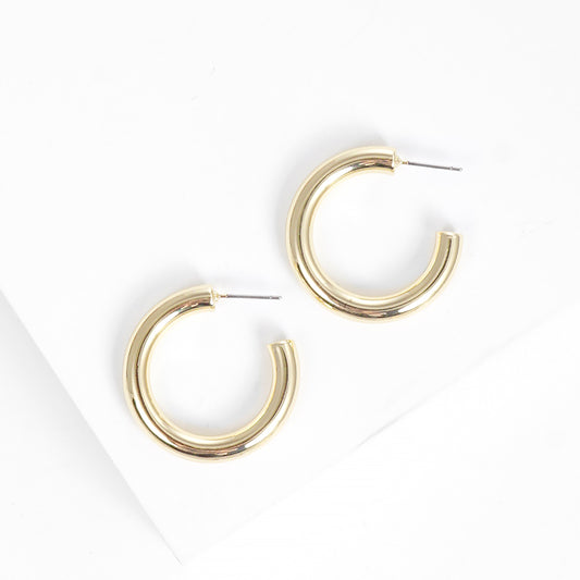 Gold Plated 28mm Standard Hoop Earrings