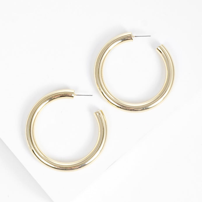 Gold Plated Standard 50mm Hoop Earrings