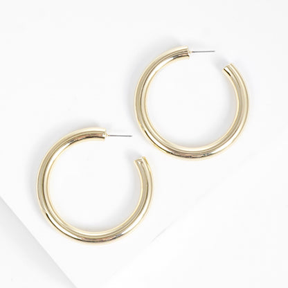 Gold Plated Standard 50mm Hoop Earrings
